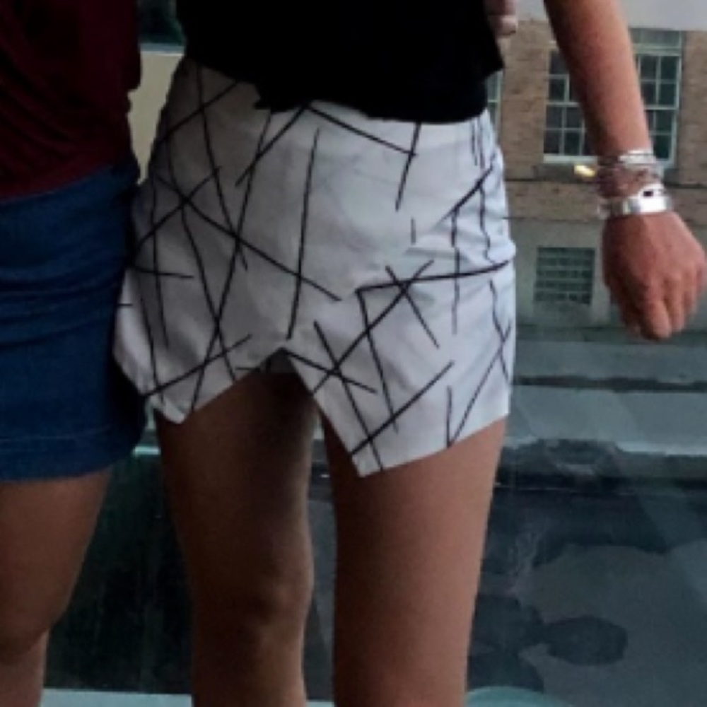 White and Black Asymmetrical Skort